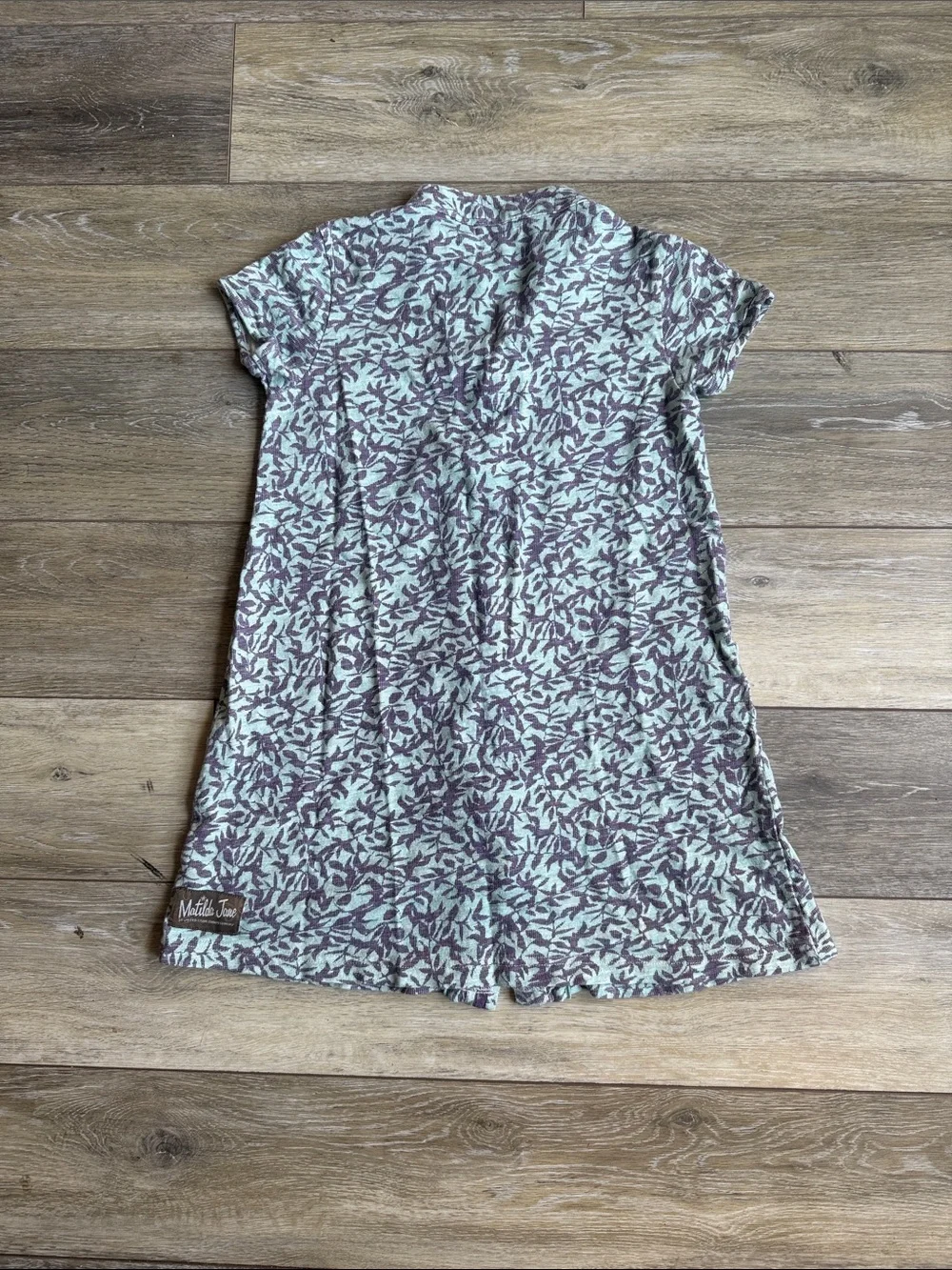 Matilda Jane Sage Green & Mauve Leaf Print Short Sleeve Dress